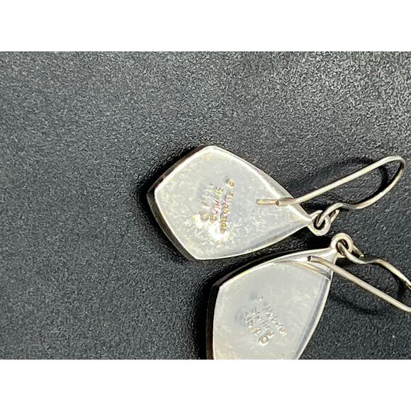 E Webster Vintage Sterling Silver Turquoise Inlay Dangle Earrings USA Signed - Picture 7 of 10